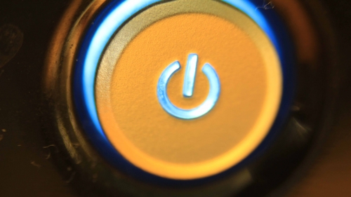 Computer power button - taken with three Fotodiox rings attached